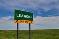 US Highway Exit Sign for Leawood Royalty Free Stock Photo