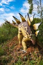 Model of dinosaur Stegozaur Stegosaurus in Jurassic park in Leba, Poland