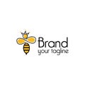 Queen bee Line logo, flat design. Vector Illustration on white background Royalty Free Stock Photo