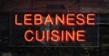Lebanese cuisine neon display light on a fast food restaurant Royalty Free Stock Photo