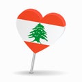 Lebanese flag heart-shaped map pointer layout. Vector illustration. Royalty Free Stock Photo