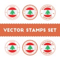 Lebanese flag rubber stamps set. Royalty Free Stock Photo