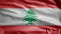 Lebanese flag waving in the wind. Close up of Lebanon banner blowing soft silk