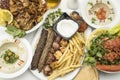 Lebanese food of Mix Grill of meat, kabab and taouk Royalty Free Stock Photo