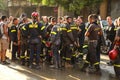 Lebanese and French firefighters after Beirut's explosion in 2020