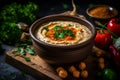 Lebanese Hummus Creamy and Flavorful Middle Eastern Dip. Generative AI