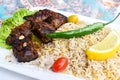 Lebanese Lahem Meshwi with Spiced Rice