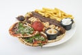 Lebanese Mixed Grill plate isolated on white