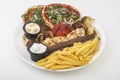 Lebanese Mixed Grill plate isolated on white Royalty Free Stock Photo