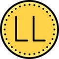 Lebanese pound coin icon, currency of Lebanon