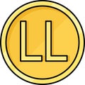 Lebanese pound coin icon, currency of Lebanon