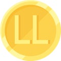 Lebanese pound coin icon, currency of Lebanon