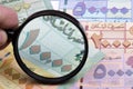 Lebanese pound in a magnifying glass Royalty Free Stock Photo