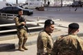 Lebanese soldiers patrol Beirut street Royalty Free Stock Photo