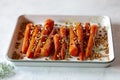 Lebanese style carrots prepared with pine nuts