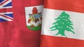 Lebanon and Bermuda two flags textile cloth 3D rendering