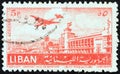 LEBANON - CIRCA 1952: A stamp printed in Lebanon shows Beirut Airport, circa 1952.