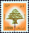 LEBANON - CIRCA 1974: A stamp printed in Lebanon shows Cedar of Lebanon, circa 1974.