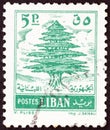 LEBANON - CIRCA 1960: A stamp printed in Lebanon shows Cedar of Lebanon, circa 1960.