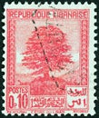 LEBANON - CIRCA 1937: A stamp printed in Lebanon shows Cedar of Lebanon, circa 1937.