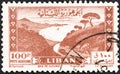 LEBANON - CIRCA 1947: A stamp printed in Lebanon shows Jounieh Bay, circa 1947.