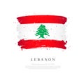 Lebanon flag. Brush strokes are drawn by hand