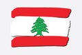 Lebanon Flag with colored hand drawn lines in Vector Format