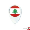 Lebanon flag location map pin icon on white background Royalty Free Stock Photo