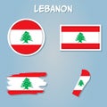 Lebanon flag map in geometric,mosaic polygonal style, abstract tessellation,background