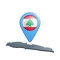 Lebanon flag map pin on white Royalty Free Stock Photo