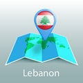 Lebanon flag world map in pin with name of country Royalty Free Stock Photo