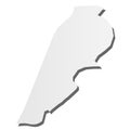 Lebanon - grey 3d-like silhouette map of country area with dropped shadow. Simple flat vector illustration