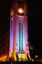 Lebanon: The illuminated clock tower at Beiruts Nemjeh Square