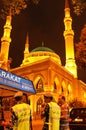 Lebanon: The illuminated Mohammad al Amin Mosque of Beirut at ni