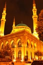 Lebanon: The illuminated Mohammad al Amin Mosque of Beirut at night