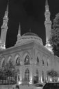 Lebanon: The illuminated Mohammad al Amin Mosque of Beirut at night Royalty Free Stock Photo