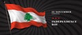 Lebanon independence day vector banner, greeting card.