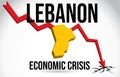 Lebanon Map Financial Crisis Economic Collapse Market Crash Global Meltdown Vector Royalty Free Stock Photo