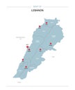 Lebanon map vector with red pin Royalty Free Stock Photo
