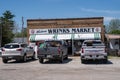 Cars parked outside the busy, historic Wrinks Market, a general store along Route 66 Royalty Free Stock Photo