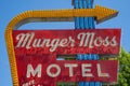 Classic neon sign for the famous Munger Moss Motel along old historic Route 66 Royalty Free Stock Photo