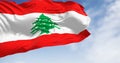 Lebanon national flag waving in the wind on a clear day