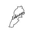 Lebanon outline map with the handwritten country name. Continuous line drawing of patriotic home sign