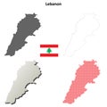 Lebanon outline map set