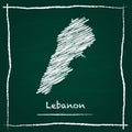 Lebanon outline vector map hand drawn with chalk.