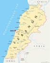 Lebanon Political Map Royalty Free Stock Photo