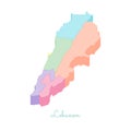 Lebanon region map: colorful isometric top view.