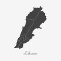 Lebanon region map: grey outline on white.