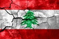 Lebanon rusted texture flag, rusty background.