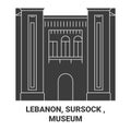 Lebanon, Sursock , Museum travel landmark vector illustration